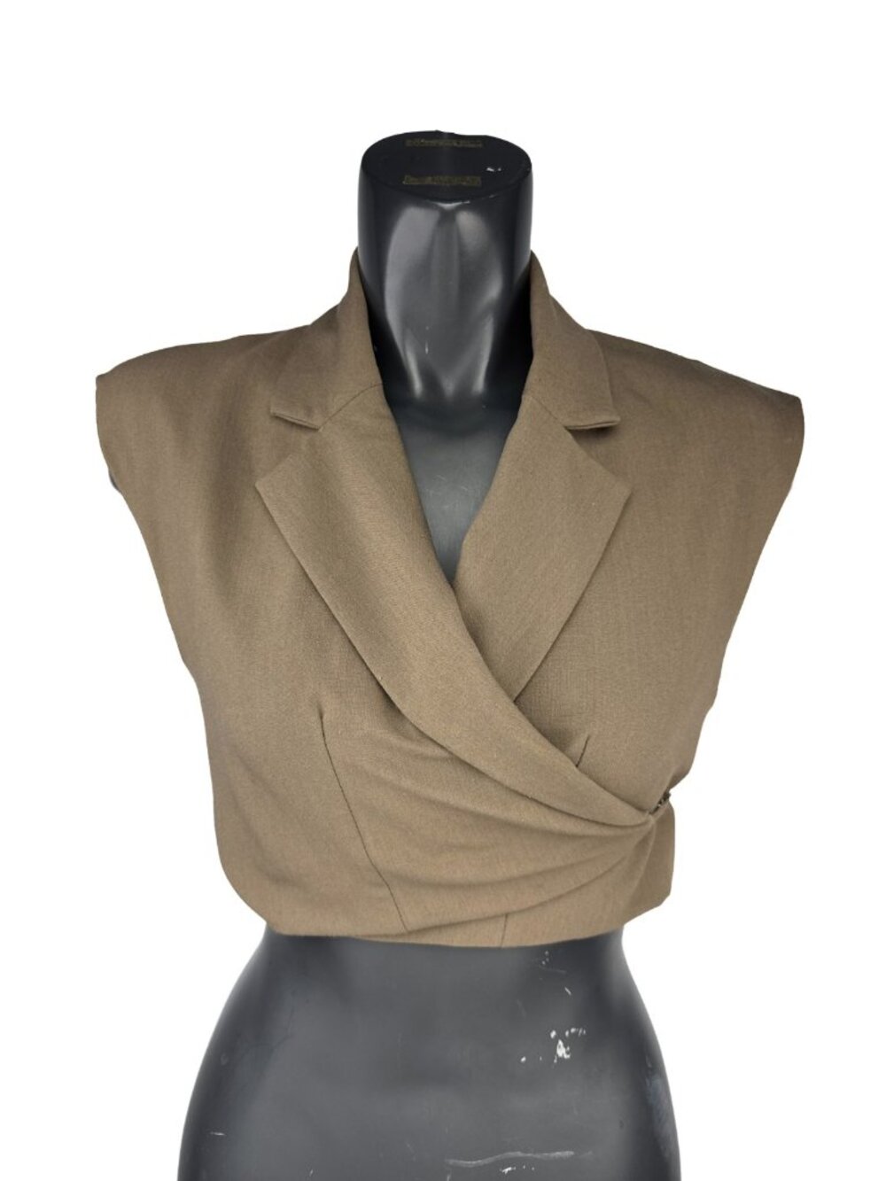 SANS SOUCI Olive Green Wrap Tie Cropped Top Size L